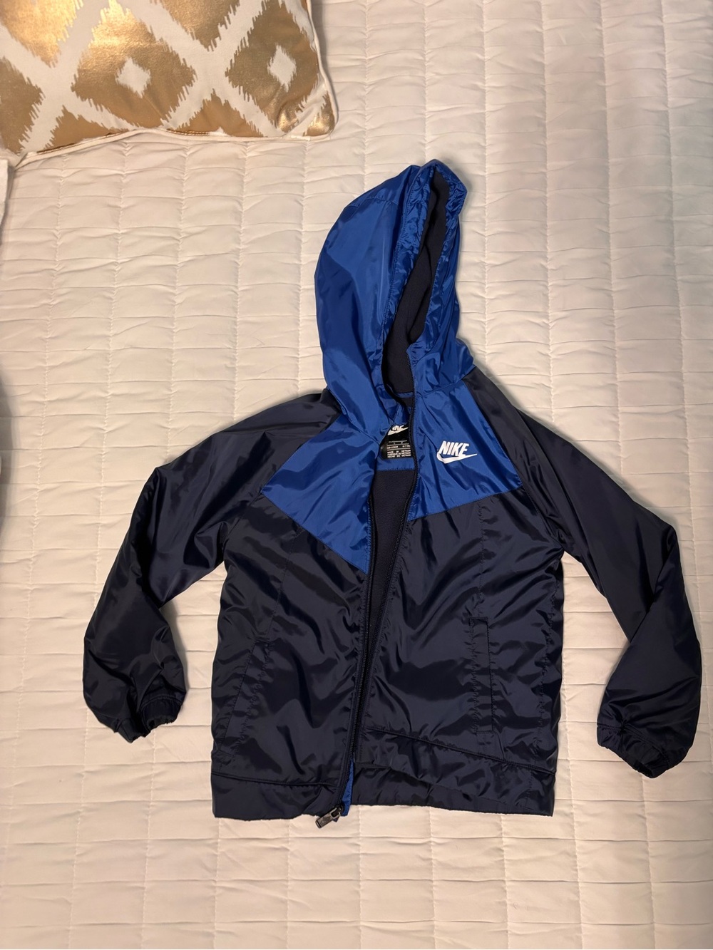 Nike Kids Navy and Royal Blue Hooded Windbreaker